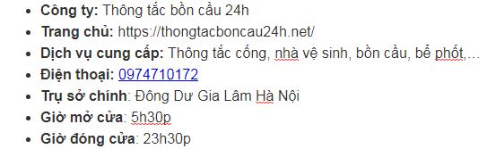 Liên hệ dịch vụ thông tắc